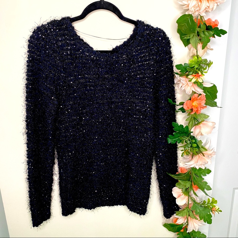 Jennifer Lopez eyelash pullover sweater sparkle